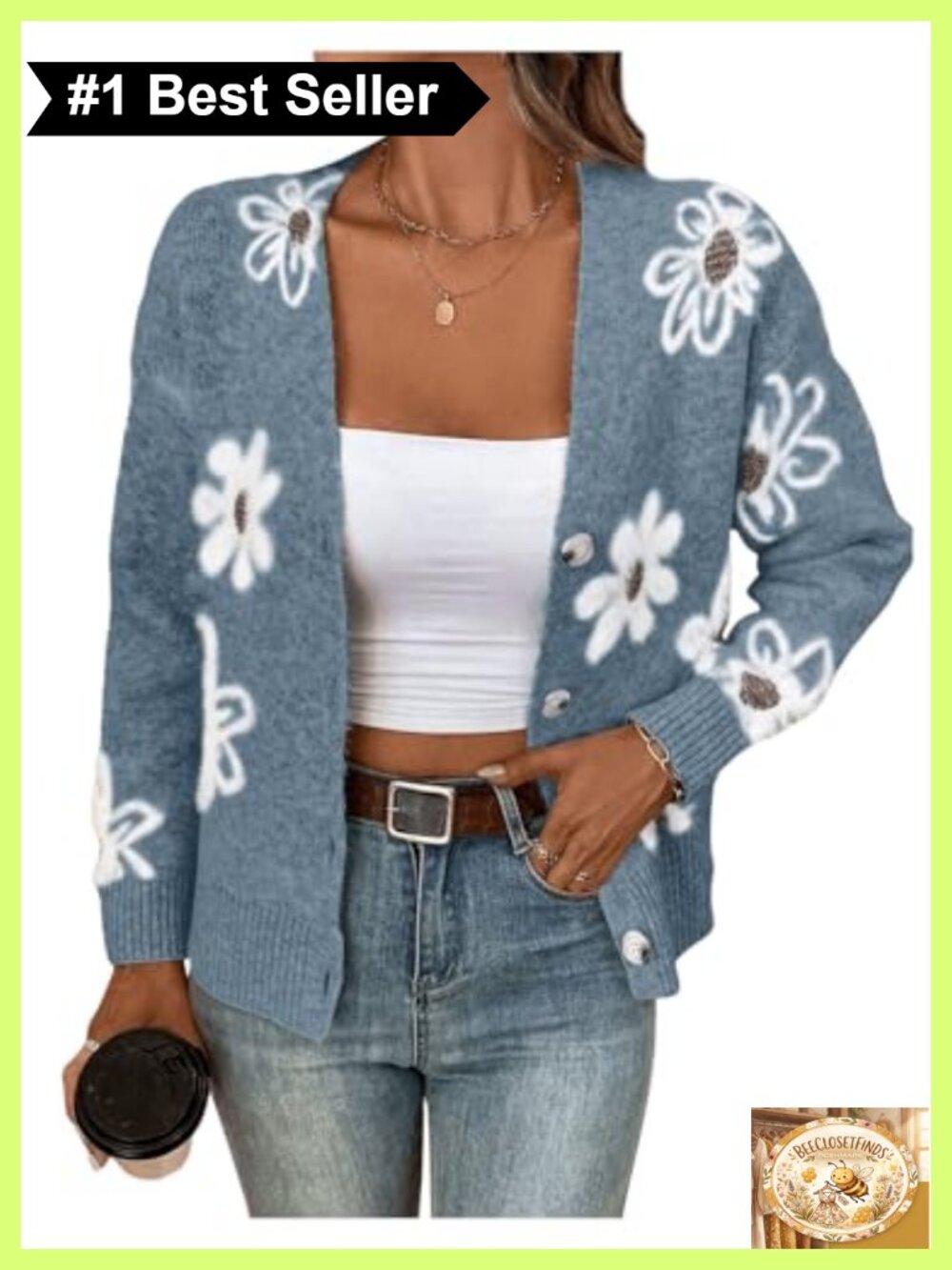 SHENHE Cardigan Sweater Button Down V-Neck Long Sleeve Drop Shoulder Floral